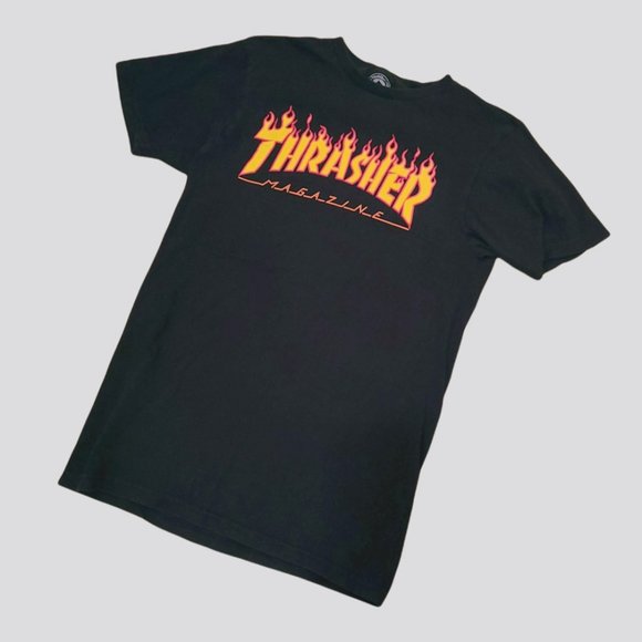 Vintage 90s-00s Thrasher Skateboard Magazine Black T-shirt Women Size Small - Picture 1 of 4